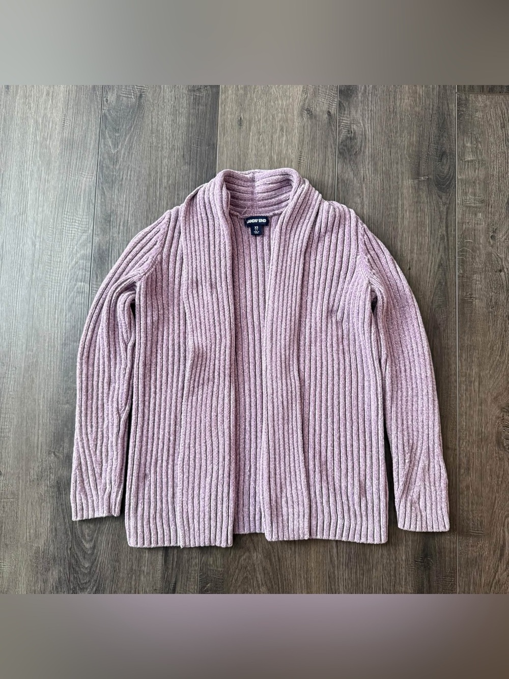 Lands End open chenille Cardigan size xs lilac color